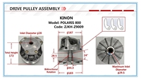 Embrayage primaire ATV pour Polaris 800 CVT, ensemble d'embrayage de transmission ZJKH-Z9009, poulie d'entraînement primaire pour UTV ATV 800CC 1322743