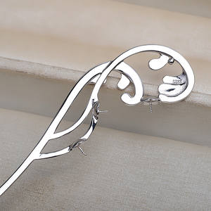 กิ๊บติดผมเงินแท้ S925 แบบหลายเม็ด 3 เม็ด ประดับมุกและขี้ผึ้ง  สไตล์วินเทจ สำหรับเจ้าสาว  งาน DIY  อุปกรณ์ทำเครื่องประดับ  สำหรับใส่ไข่มุกเปล่า 8-10 เม็ด - Product Image 4