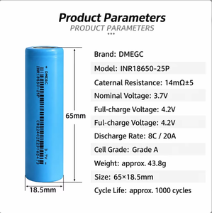 Batterie cylindrique au lithium rechargeable <span class=keywords><strong>INR18650</strong></span> 25P 18650 2500mAh 8C 20A - Product Image 5