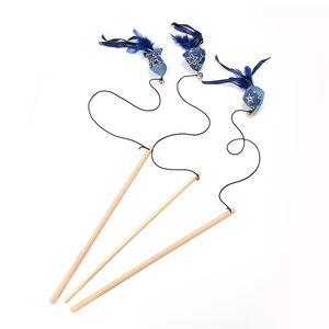 Neues Jeans material Übungs spiel Spaß Interaktiver Pet Chaser Teaser Draht Katzen spielzeug Feder stab - Product Image 3