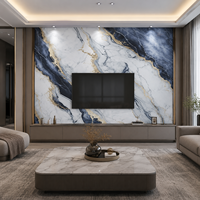 Panel de Pared de PVC con Diseño de Mármol Blanco con Vetas Azules UV para Recepción, Proyecto WYRAX