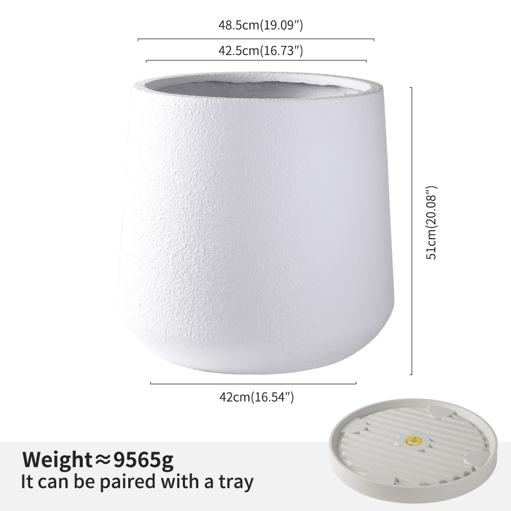 Grande, redondo, blanco con base de polea.