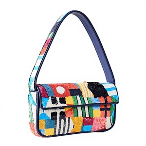 Bolso de Mano Bordado a Mano con Diseño de Ojo Azul de Moda, Forma Rectangular, Tela de Algodón, Artesanía Textil Artística y Elegante - Product Image 5