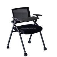 Chaise de conférence pliable et empilable, chaise moderne de bureau, d'école, de salon, de visiteurs, de salle d'attente, de réception, avec roulettes, siège en cuir PU