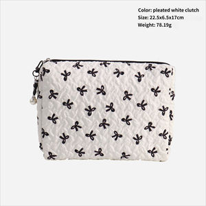 Trousse <span class=keywords><strong>de</strong></span> Maquillage Hexagonale Plissée Blanche avec Nœud Papillon Mignon, Grande Capacité, Pochette Cosmétique <span class=keywords><strong>de</strong></span> <span class=keywords><strong>Voyage</strong></span>, Organisateur Portable à Fermeture Éclair pour <span class=keywords><strong>Femme</strong></span> - Product Image 6