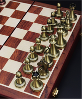 Jeu d'échecs en métal couleur bronze, pliable, magnétique, écologique, de luxe, pour adultes, jeu familial