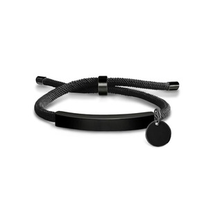 <span class=keywords><strong>Bracciale</strong></span> da <span class=keywords><strong>Uomo</strong></span> Personalizzato in Acciaio Inossidabile con Corda Intrecciata Fatta a Mano Regolabile e Targhetta Rotonda Liscia da Incidere - Product Image 5