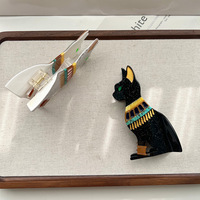 DOWELL Nouvelle Arrivée Pince à Cheveux Unique en Acétate Motif Chat Égyptien, Accessoire de Mode Mignon et Original pour Femmes