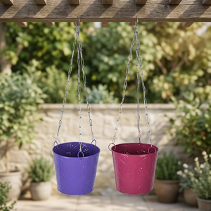 Pots suspendus en métal avec chaîne, colorés et durables, pour la décoration de jardin et de balcon, pour l'affichage de plantes et de fleurs d'intérieur et d'extérieur - Product Image 1