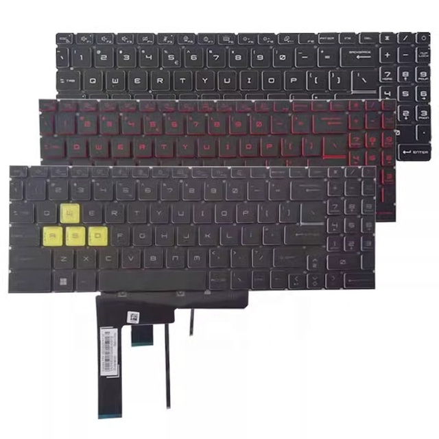 New Laptop Keyboard for MSI Katana GF66 GF76 MS-1582 MS-17L1 GL66 GL76 US Red Backlit QWERTY Black Keyboard - Red Characters