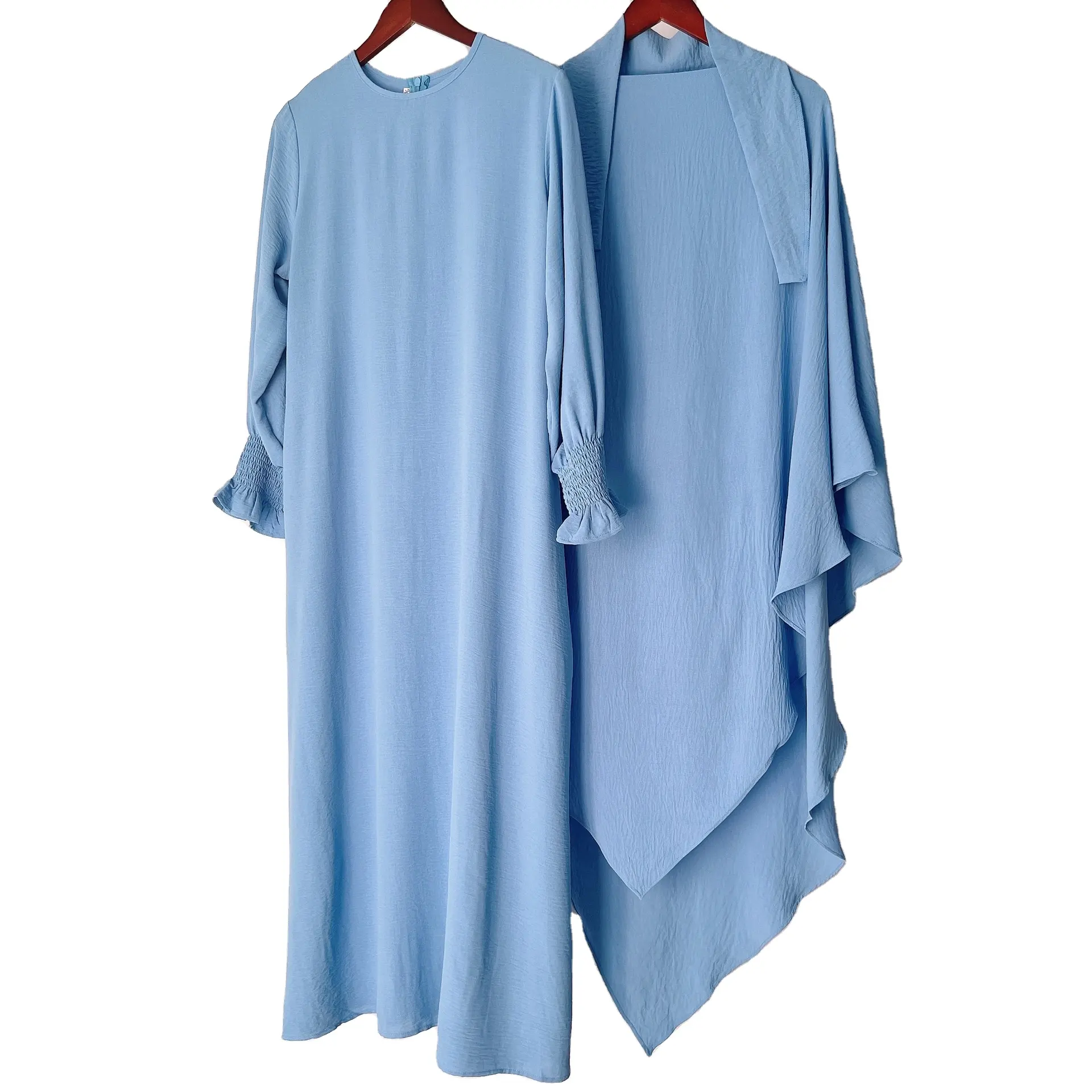16 farben verfügbar einfarbig einfacher stil elastische manschette eid modisch muslimisch 2 stück sets eid khimar et abaya
