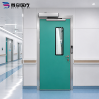 Portes pour hôpital, porte médicale à battant simple, porte hermétique en acier pour salle d'hôpital avec longue fenêtre d'observation