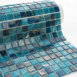 Rifornimento della fabbrica di piastrelle Anti-stampo mosaico di vetro blu scuro autoadesivo piastrelle da parete per la decorazione domestica