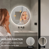 Miroir LED rond pour projet hôtelier, CRI 90+, norme LED ERP, avec fonction anti-buée et étanche