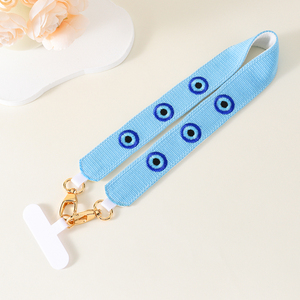Chất Lượng Cao Tùy Chỉnh Polyester Điện Thoại Di Động Dây Buộc Dây Đeo Mắt May Mắn Thêu Thiết Kế Với Logo Ngắn Dây Buộc Keychain Phụ Kiện - Product Image 2
