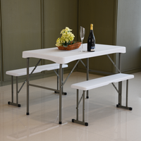 Ensemble de table de pique-nique pliable en plastique pour le camping et la bière, meubles de jardin et banc, 3 pièces