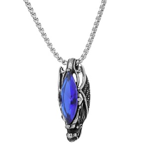 yunnique Dragon Gemstone Pendant Stainless Steel <b>Red</b> Crystal Claw Setting Men's Fashion Necklace 60cm Chain Gift Jewelry - Product Image 5