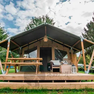 Lüks tuval Safari otel çadırı Glamping için hazır Safari çadırı köşk