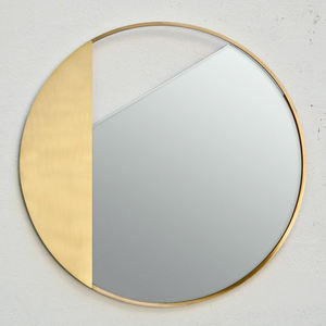 Cadre rond en métal miroir, décoration murale dorée, miroir - Product Image 1