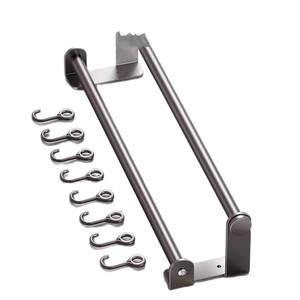 <b>Wall</b> Mounted Kitchen <b>Hook</b> <b>Rack</b> With Roll Holder For Pot Spatula Spoon Towel Storage Rectangle Design - Product Image 5