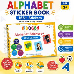 สมุดสติกเกอร์ตัวอักษร KIDOPEN 165+ สติกเกอร์ ฝึกเรียนรู้ตั้งแต่ A ถึง Z สำหรับเด็กอายุ 3 ปีขึ้นไป หนังสือกิจกรรมเสริมพัฒนาการพร้อมสติกเกอร์สีสันสดใส - Product Image 1