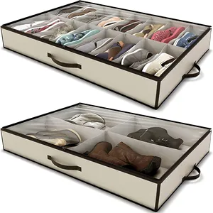2023 hot sale fabric shoes foldable underbed storage with handle