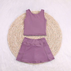 Nouveau design Vêtements de yoga pour enfants Ensembles de deux pièces pour enfants Vêtements de sport Jupes athlétiques d'entraînement pour filles Tenues - Product Image 4