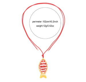 Collares de cuerda de pescado de resina Multicolor ZA para mujer, collar con colgante de cordón de pez payaso con cuentas hecho a mano elegante, conjunto de joyería - Product Image 6