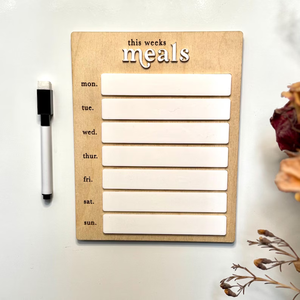 Accesorios de Decoración de Cocina, Planificador Semanal de Comidas de Madera Personalizado con Acrílico de Borrado en Seco - Product Image 1
