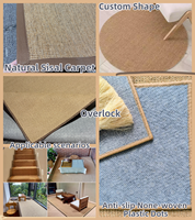 Tapis en sisal naturel 100% fibres végétales de sisal, tapis antidérapant, respectueux de l'environnement, résistant à l'usure, pour salon, chambre, hôtel