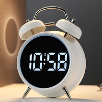 Réveil Numérique Super Puissant avec Logo Personnalisé, Miroir LED Intelligent et Double Cloche, Horloge LED Digitale pour Chambre