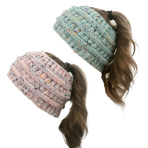 Bonnet tricoté pour femmes, <span class=keywords><strong>laine</strong></span>, décoiffé, chaud, <span class=keywords><strong>oreille</strong></span>, Crochet large, bandeaux colorés, chapeau, bonnets, tricots, 1 pièce DDA1392 - Product Image 1