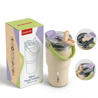 Gobelet de voyage isotherme en acier inoxydable avec logo personnalisé, 600 ml, 900 ml, à double paroi, avec poignée, anti-fuite