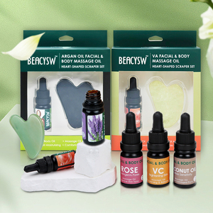 Blanqueamiento y antimanchas Antioxidante Rosa Aceite de masaje facial y corporal Jade en forma de corazón Gua Sha Juego de 2 piezas - Product Image 2