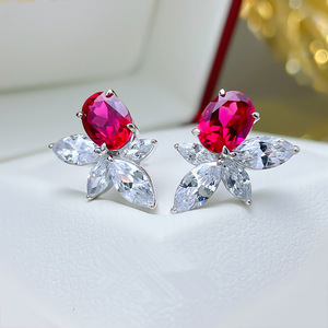 Orecchini a Perno Ovali Floreali da Donna, a Forma di Marquise, Geometrici, per Uso Quotidiano, Accessorio per Orecchie - Product Image 1