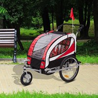 Remorque de vélo pour bébé 2-en-1, double, transformable en poussette