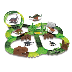 Dinosauri treno giocattoli, 216 pz dinosauro corsa auto parco pista con 7 dinosauri Jurassic dinosauro mondo, molteplici tracce di cambiamento - Product Image 1