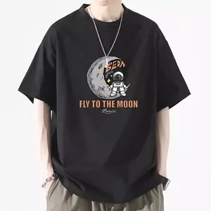 Nasa 우주 비행사 헤비급 티셔츠 소년 여름 패션 브랜드 하이 스트리트 잘 생긴 순수 면 네이비 캐주얼 느슨한 짧은