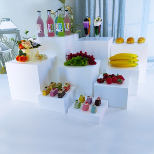 9Pcs Set Wedding Party Trang Trí Nội Thất Màu Trắng Acrylic Hiển Thị Thực Phẩm Cube Đứng Tự Chọn Đặt Phục Vụ Acrylic Thực Phẩm Risers - Product Image 5