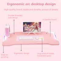 Bureau d'ordinateur rose à hauteur réglable Table de jeu LED Silla Gamer Rgb Rose cadeira de jogos bureau de jeu