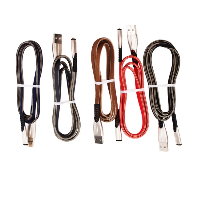 2.4A Zinc Alloy Data Cable Micro USB Type C Charge Cable Braided Mobile Phone Fast Charging Wire for iPhone Huawei Oneplus