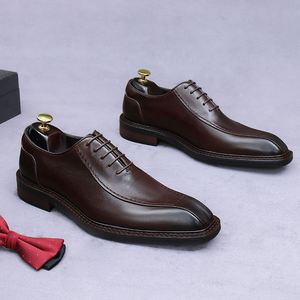 Chaussures de conduite italiennes Derby pour hommes, en cuir, décontractées et professionnelles, imperméables, avec empeignes gravées, pour l'automne et les mariages, vente en gros - Product Image 5