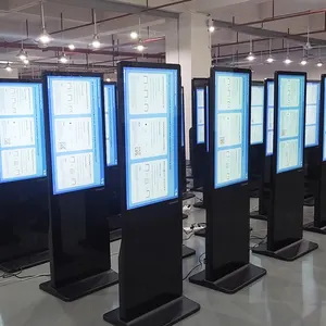 ماكينة الإعلانات الرقمية في الشاشات العالية التي تتيمز بالأرضية وهي شاشة عرض إعلانات LCD رأسية وأفقية للبيع بالتجزئة 43 - 186 بوصة