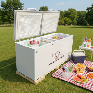 מקפיא מסחרי אופקי, מקרר עמוק, דלת עליונה יחידה, קיבולת גדולה, חוסך אנרגיה, לבן, אחסון, 220V - Product Image 1