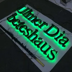 Letras do alfabeto de metal de 12v, iluminada com nome personalizado, iluminação acrílica personalizada, sinais de letras de anúncio