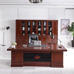 Escritorio Ejecutivo Wisdom And Courage B3820H en Madera Maciza Color Granate, Muebles de Oficina para Gerentes y Presidentes - Product Image 3