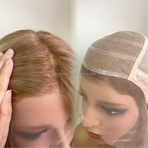 Peluca Oncológica en Stock de Cabello Humano Natural con Base Superior de Seda y Mechas, <span class=keywords><strong>Pelucas</strong></span> de Grado Médico para Alopecia en Color Castaño - Product Image 1