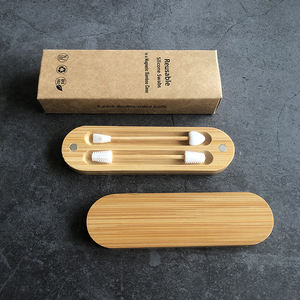 Bourgeons de coton en silicone <span class=keywords><strong>réutilisables</strong></span> écologiques avec emballage de caisse en bambou biodégradable - Product Image 1