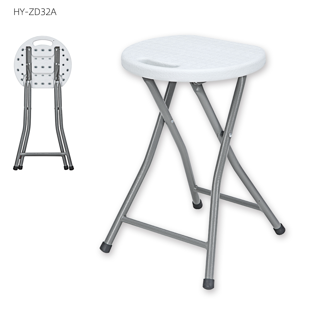 Прочный белый пластиковый маленький круглый складной стул высотой 45 см, Круглый складной стул из пластика