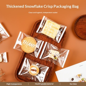 Sachet d'emballage transparent pour biscuits flocon de neige, avec lettrage anglais simple, pour produits de boulangerie, lait, friandises croustillantes, nougat, gâteau, sucre - Product Image 3